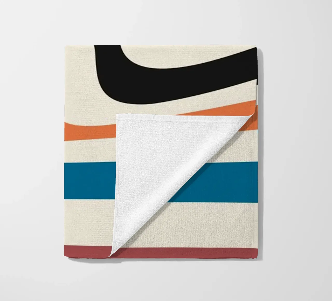 Stampa a colori astratta con linee ondulate di ispirazione Bauhaus telo mare da NorwesClub