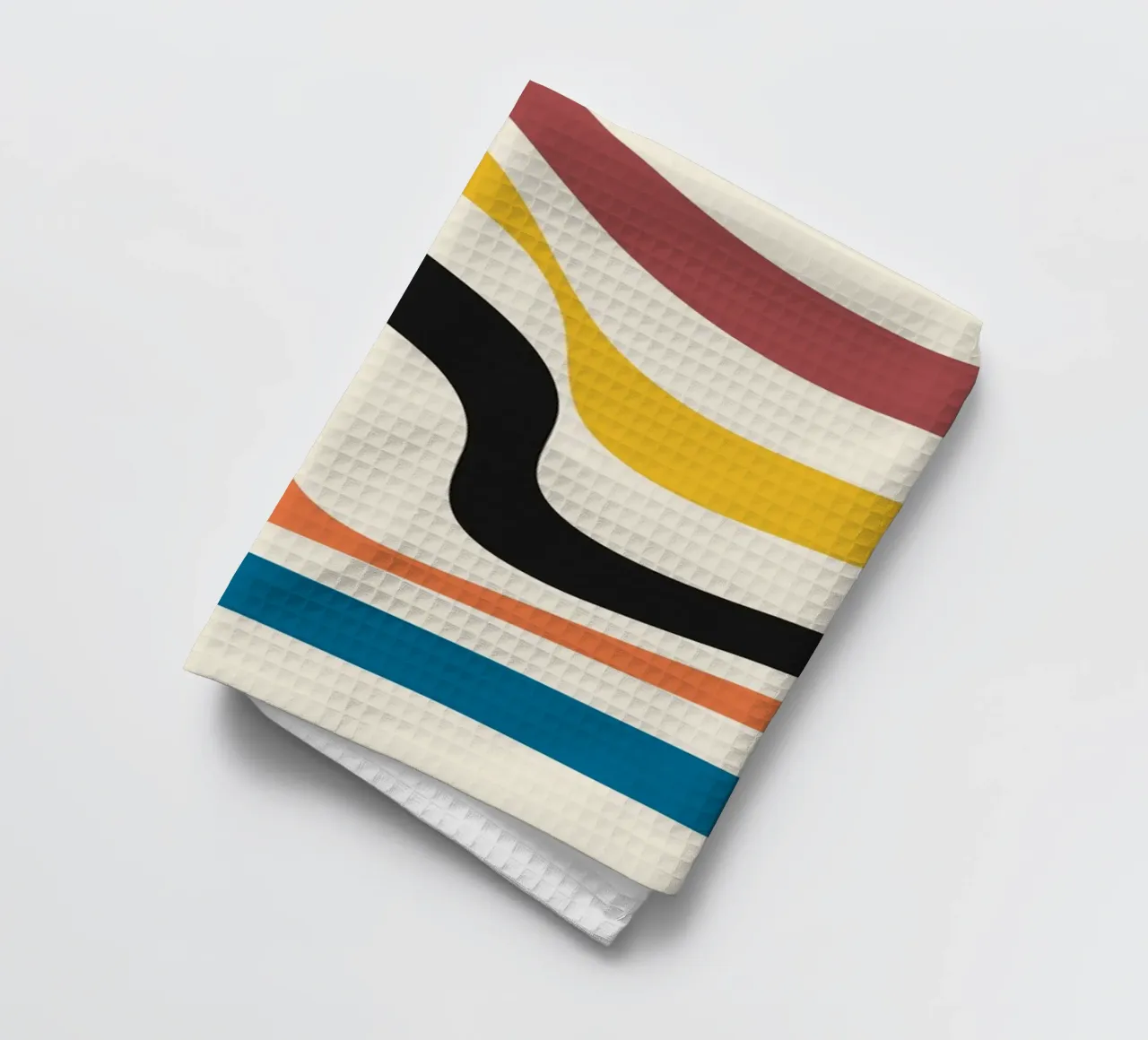 Stampa a colori astratta con linee ondulate di ispirazione Bauhaus canovaccio da cucina da NorwesClub