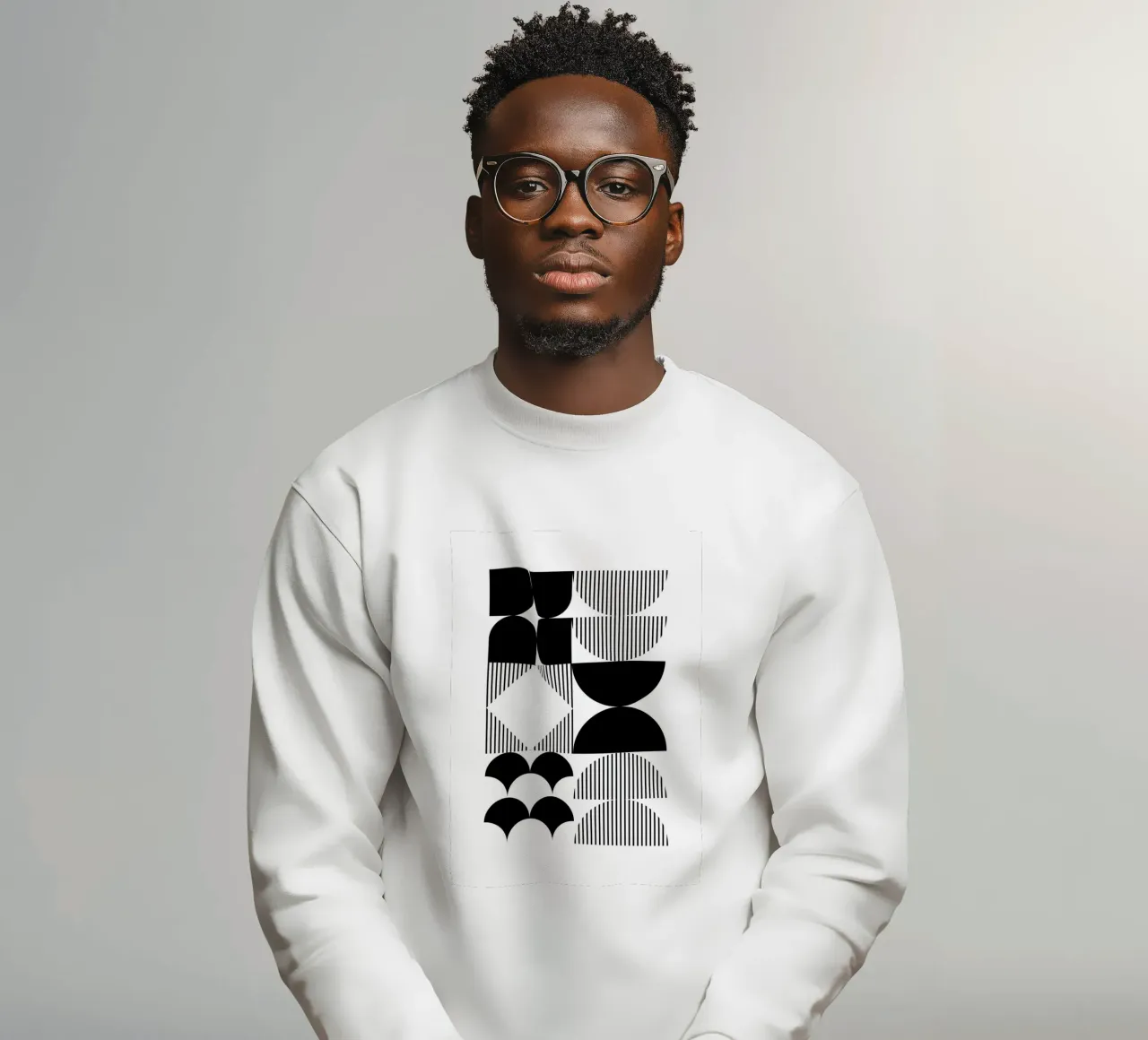 Bauhaus Geometric Abstract Black White Pattern Print (imprimé géométrique abstrait noir et blanc) sweat de NorwesClub