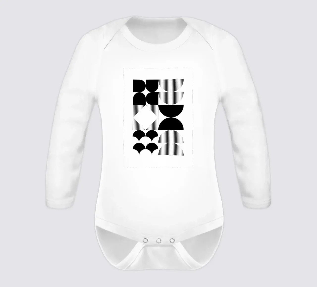 Bauhaus Geométrico Abstracto Negro Blanco Patrón Imprimir body de manga larga de NorwesClub