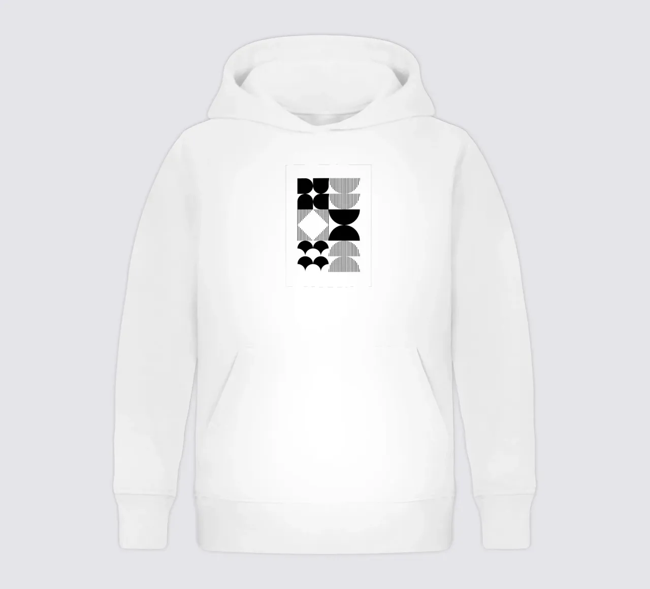 Bauhaus Geometric Abstract Black White Pattern Print kids hoodie by NorwesClub