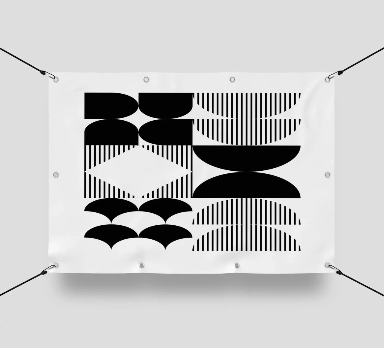 Stampa geometrica astratta Bauhaus in bianco e nero telo in pvc da NorwesClub