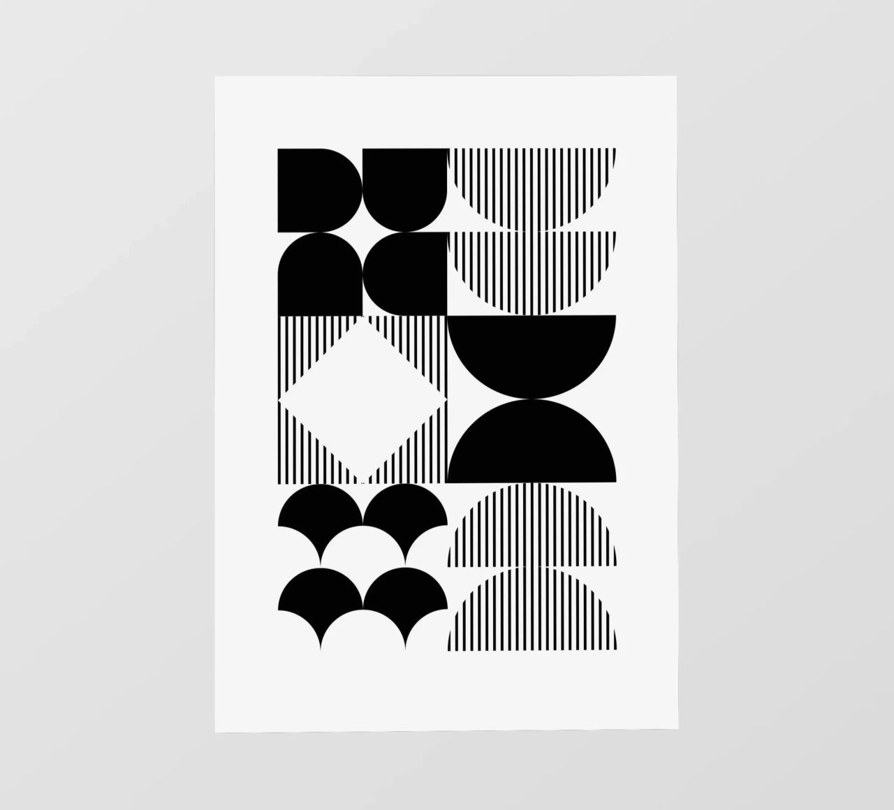 Stampa geometrica astratta Bauhaus in bianco e nero telo in pvc da NorwesClub
