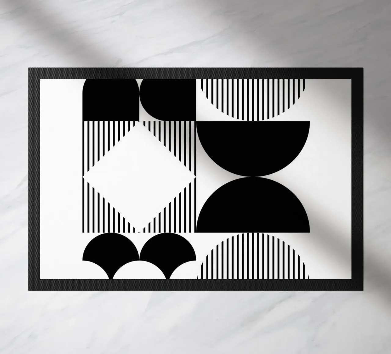 Bauhaus Geometric Abstract Black White Pattern Print (imprimé géométrique abstrait noir et blanc) paillasson de NorwesClub