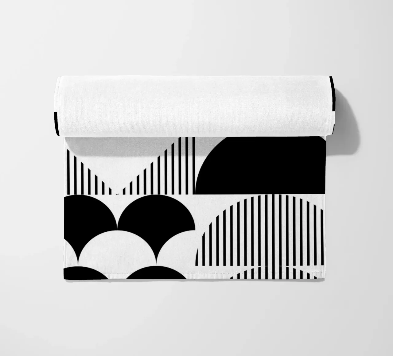 Bauhaus Geometric Abstract Black White Pattern Print beach towel by NorwesClub