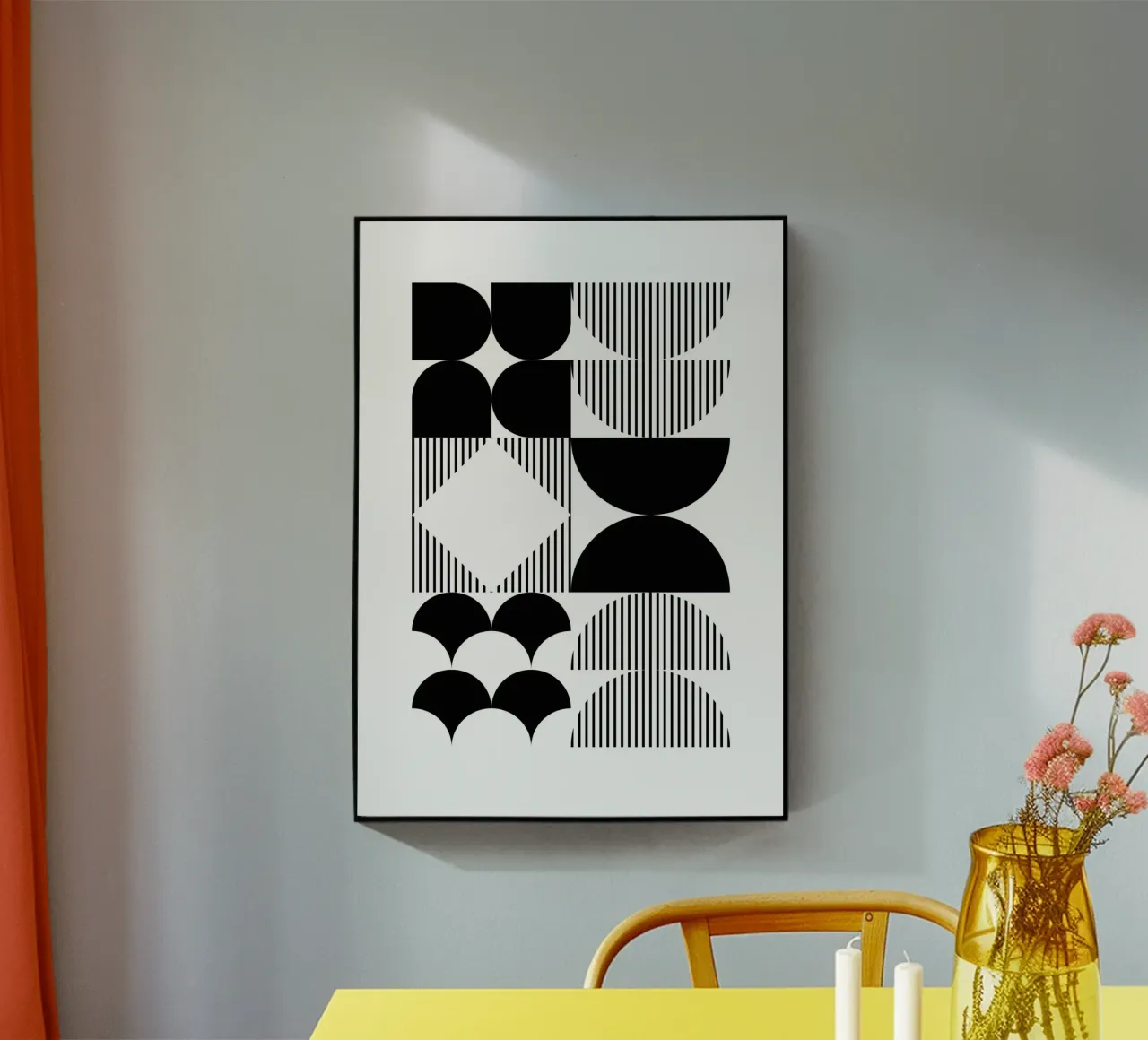 Bauhaus Geometric Abstract Black White Pattern Print acrylic glass by NorwesClub