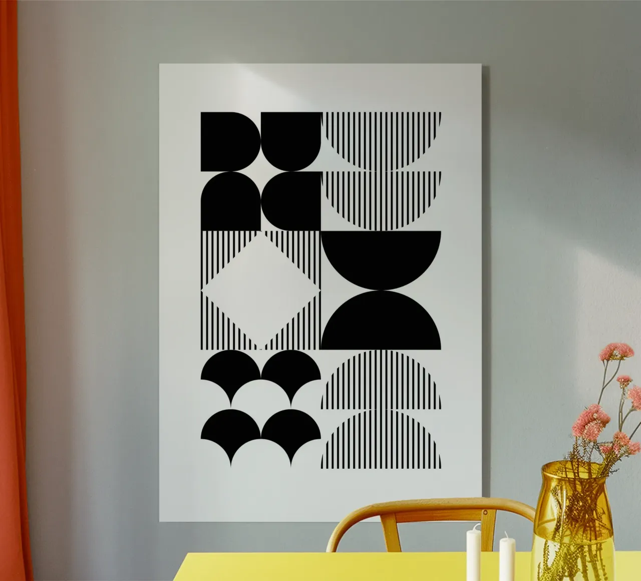 Bauhaus Geometric Abstract Black White Pattern Print acrylic glass by NorwesClub