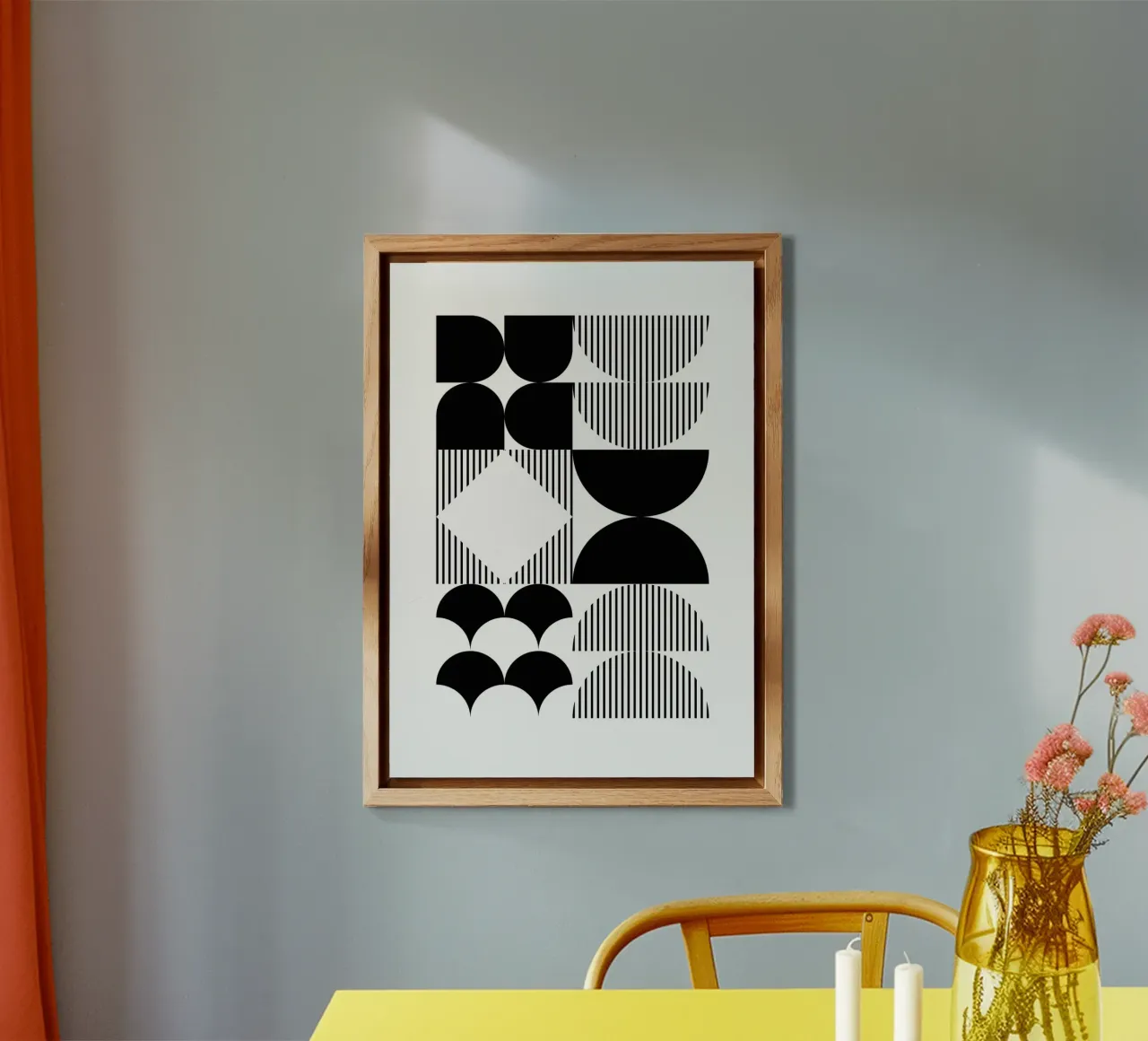 Bauhaus Geometrisch Abstrakt Schwarz Weiß Muster Druck Alu-Dibond von NorwesClub