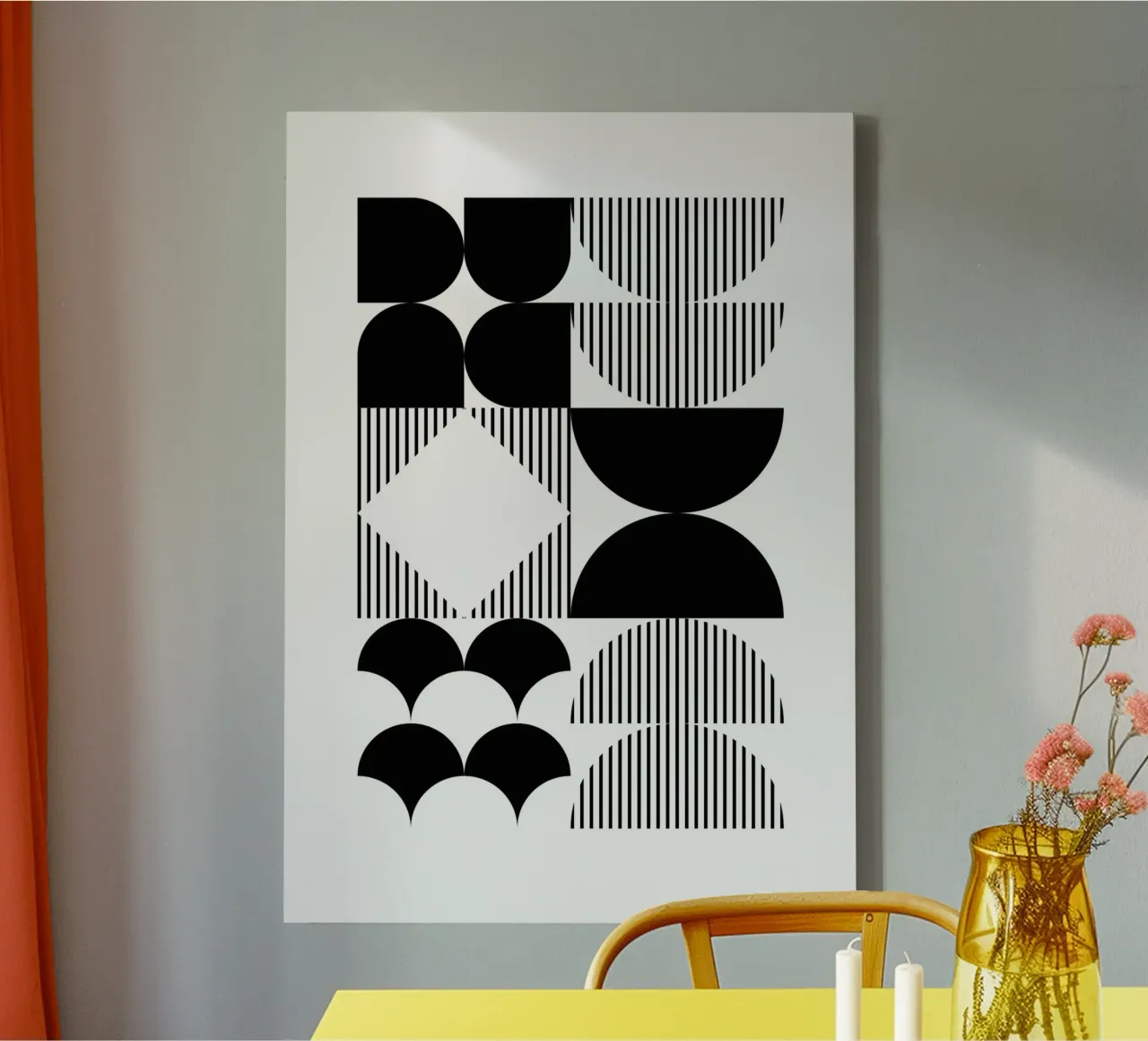 Bauhaus Geometric Abstract Black White Pattern Print canvas by NorwesClub