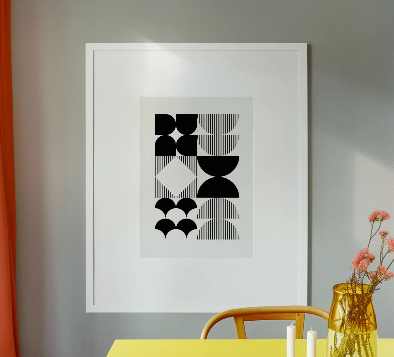 Bauhaus Geometrisch Abstrakt Schwarz Weiß Muster Druck Poster von NorwesClub