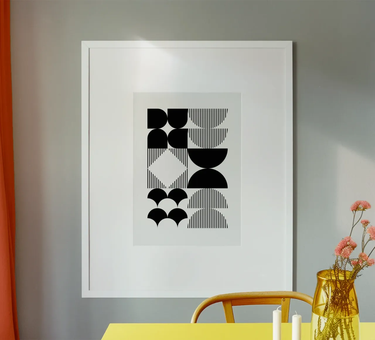Bauhaus Geometric Abstract Black White Pattern Print hahnemühle by NorwesClub
