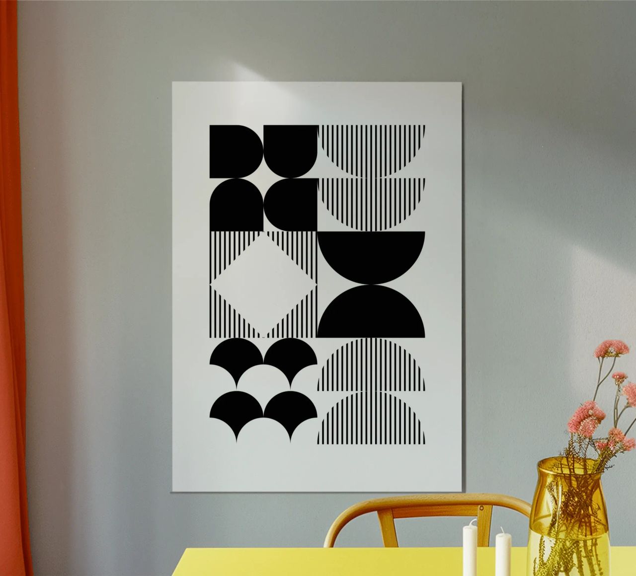 Bauhaus Geometrisch Abstrakt Schwarz Weiß Muster Druck Poster von NorwesClub