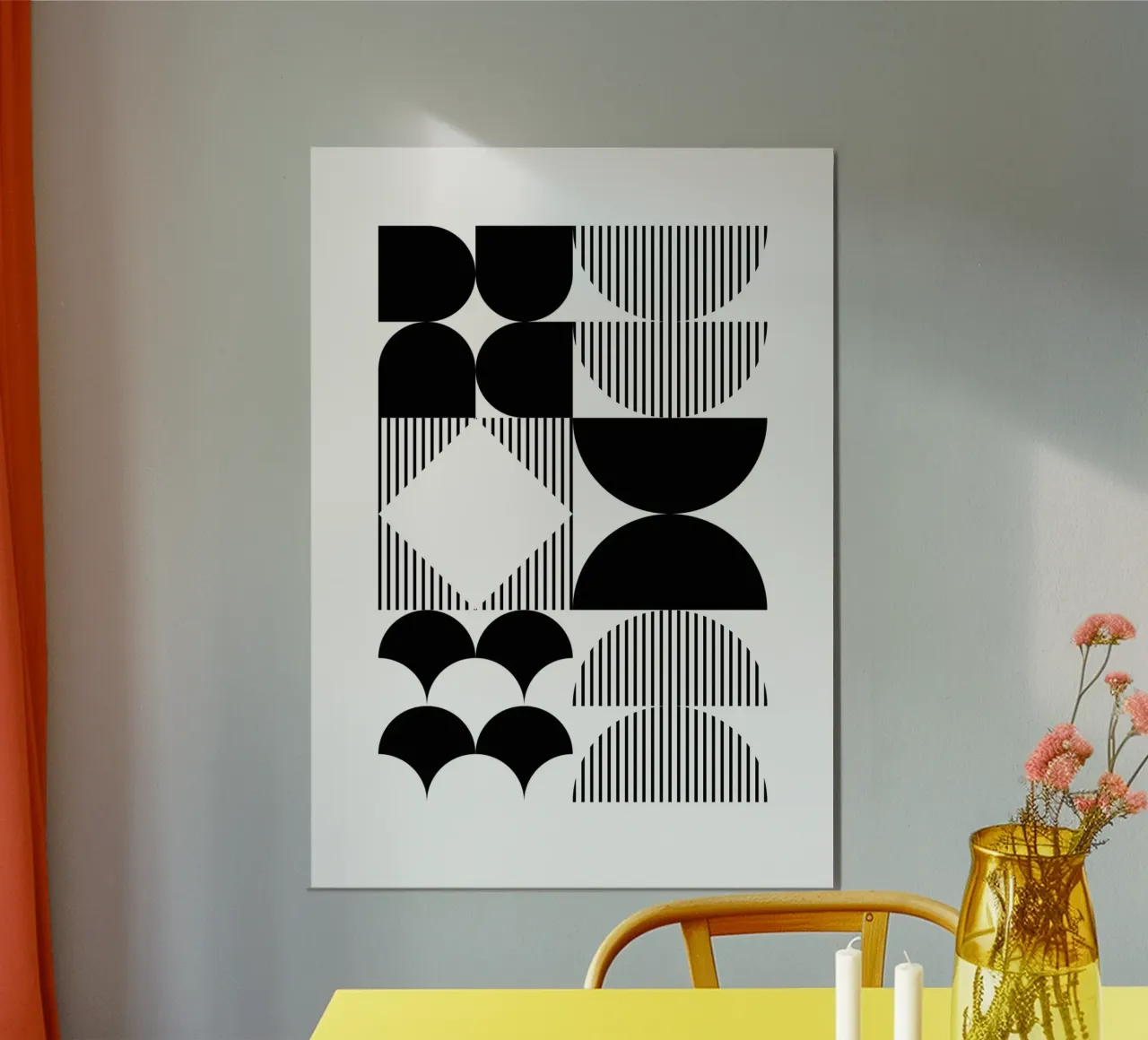 Bauhaus Geometric Abstract Black White Pattern Print hahnemühle by NorwesClub