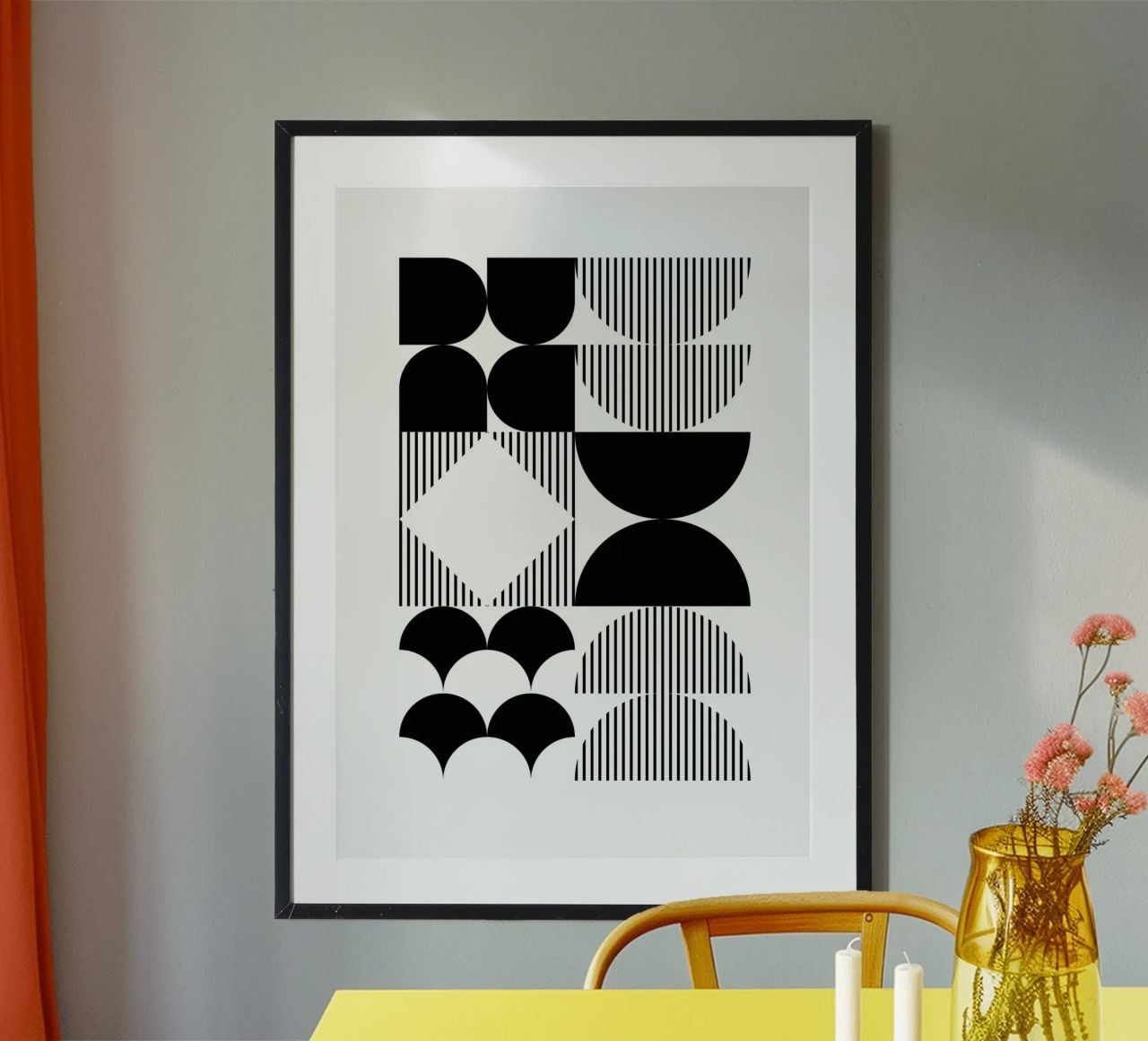 Bauhaus Geometrisch Abstrakt Schwarz Weiß Muster Druck Poster von NorwesClub