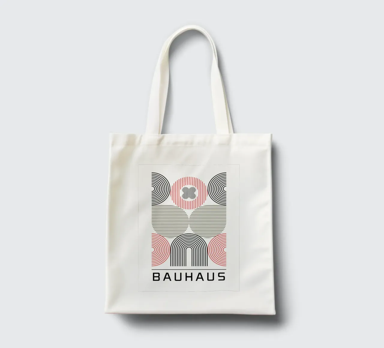 Bauhaus Geometric Abstract Circles Stripes Print tote bag by NorwesClub