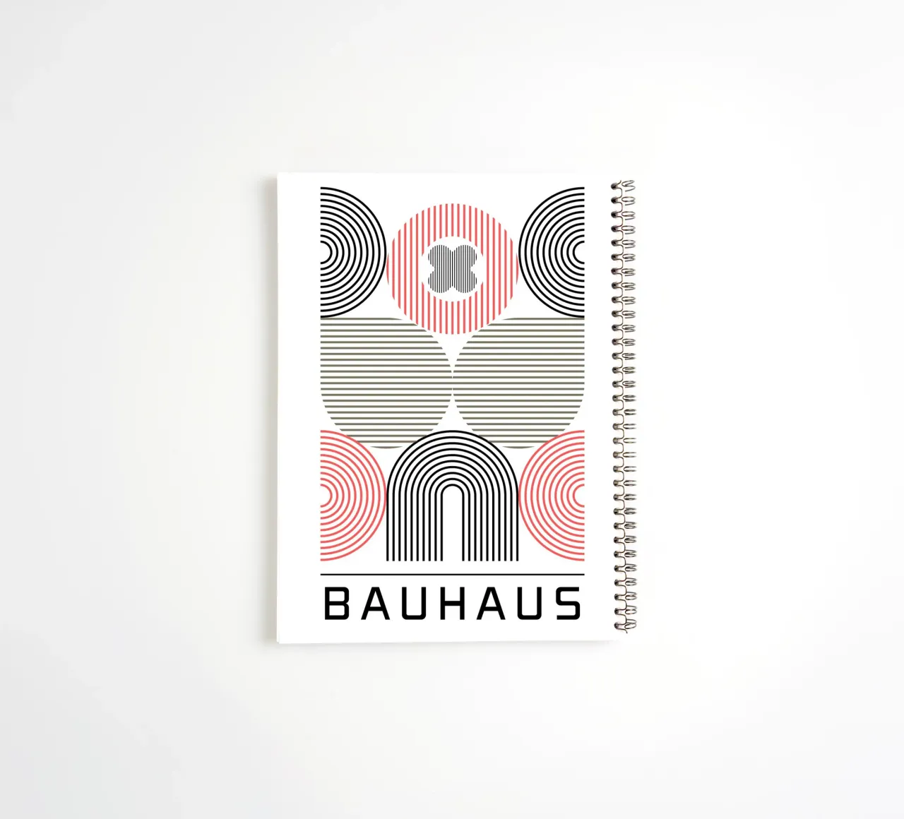 Bauhaus Géométrique Abstrait Cercles Rayures Impression carnet à spirale de NorwesClub