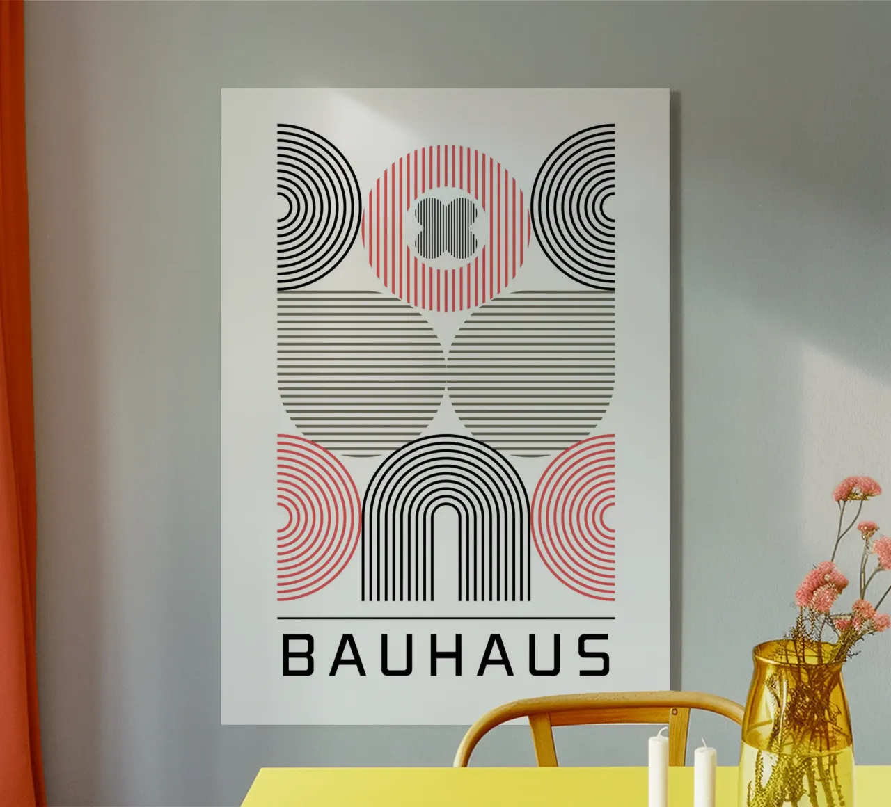 Bauhaus Geometric Abstract Circles Stripes Print acrylic glass by NorwesClub
