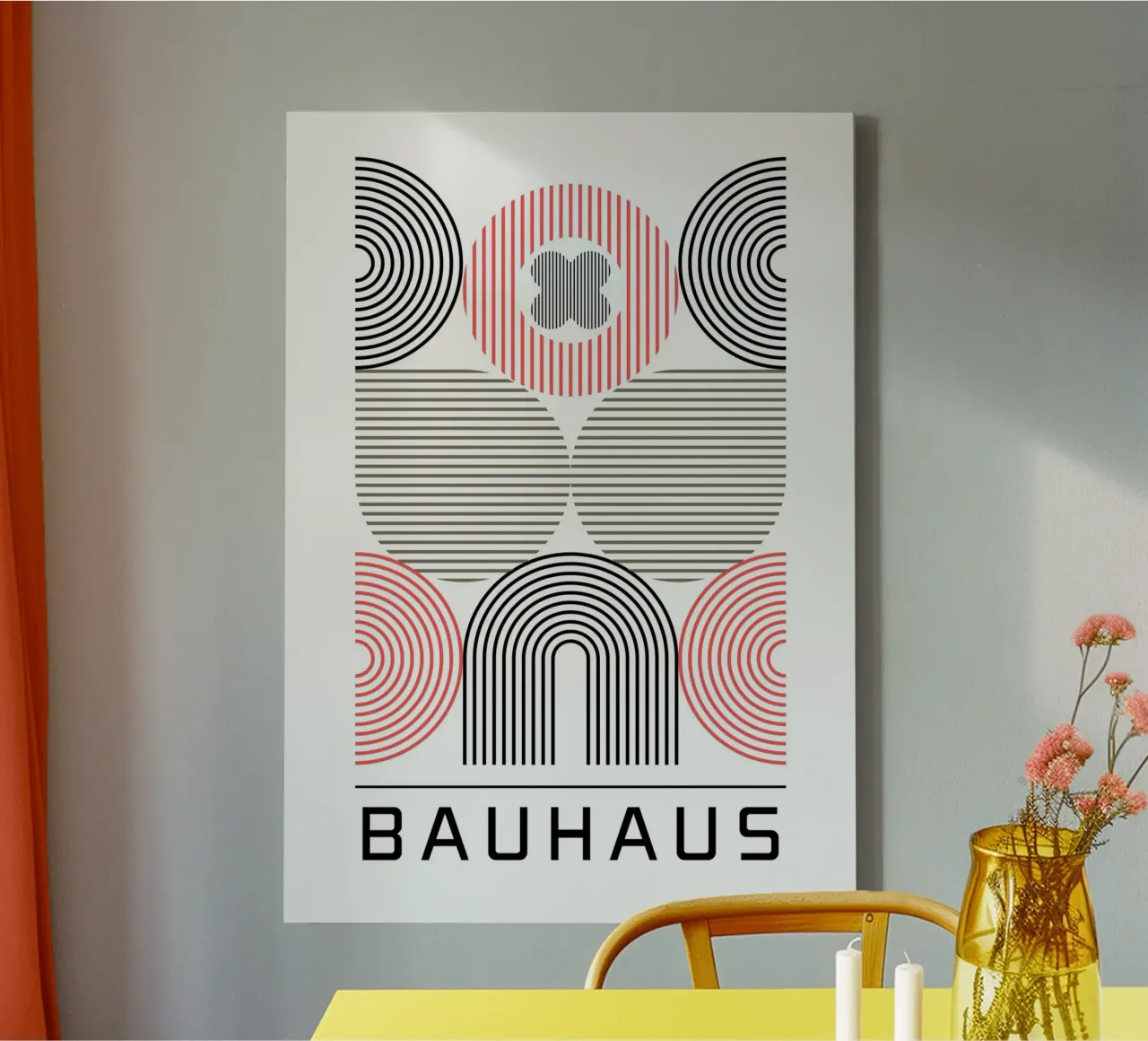 Bauhaus Geometric Abstract Circles Stripes Print canvas by NorwesClub