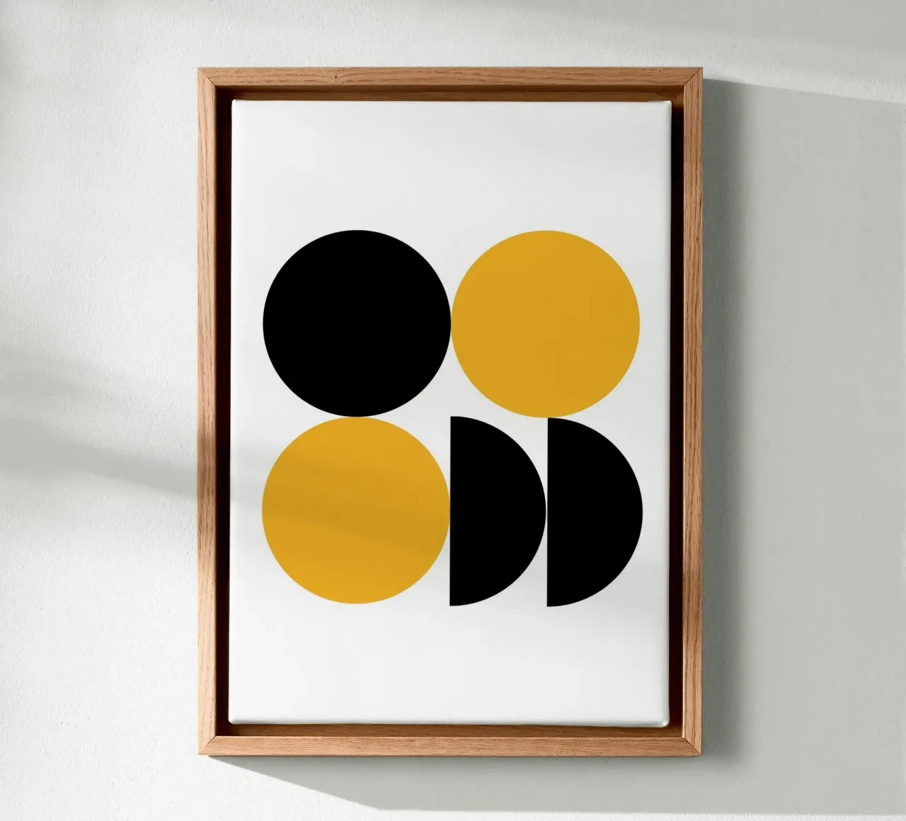 Cercles géométriques d'inspiration Bauhaus Noir Jaune toile avec Caisse américaine de NorwesClub