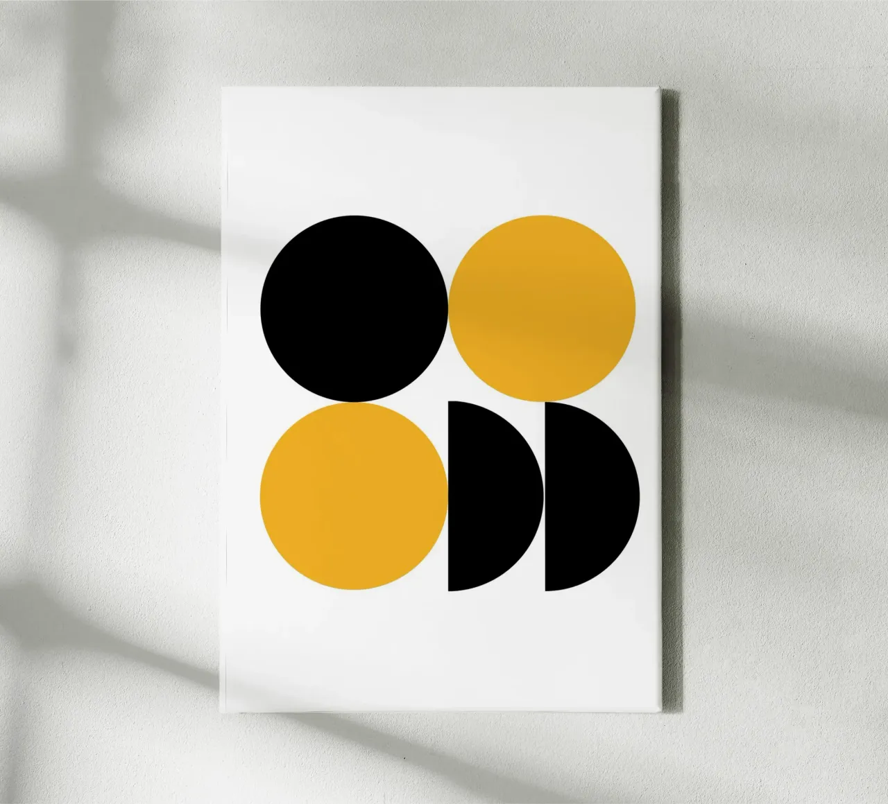 Cercles géométriques d'inspiration Bauhaus Noir Jaune toile avec Caisse américaine de NorwesClub