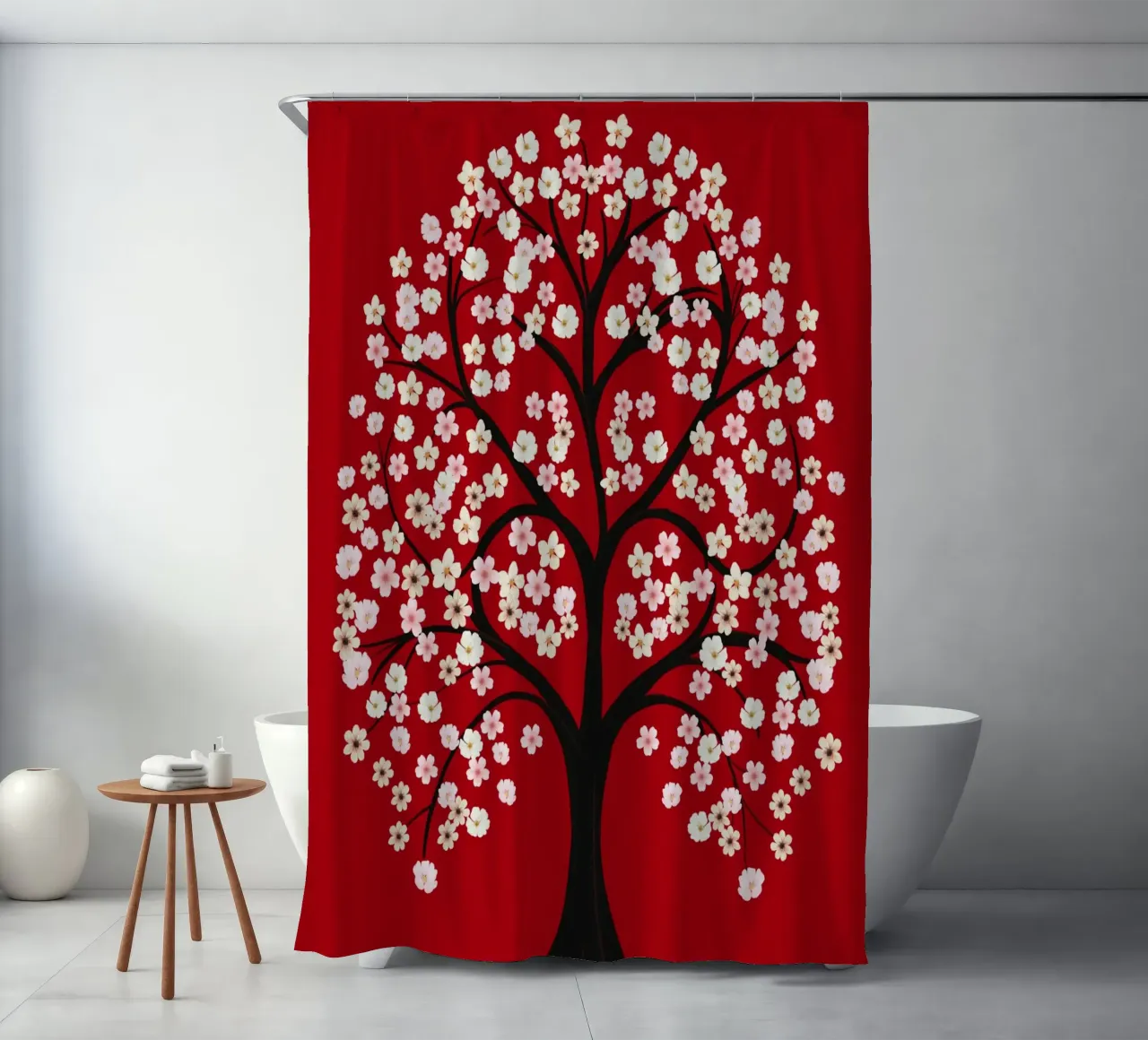 Decorazioni floreali bianche per l'albero tenda da doccia da Little Dean