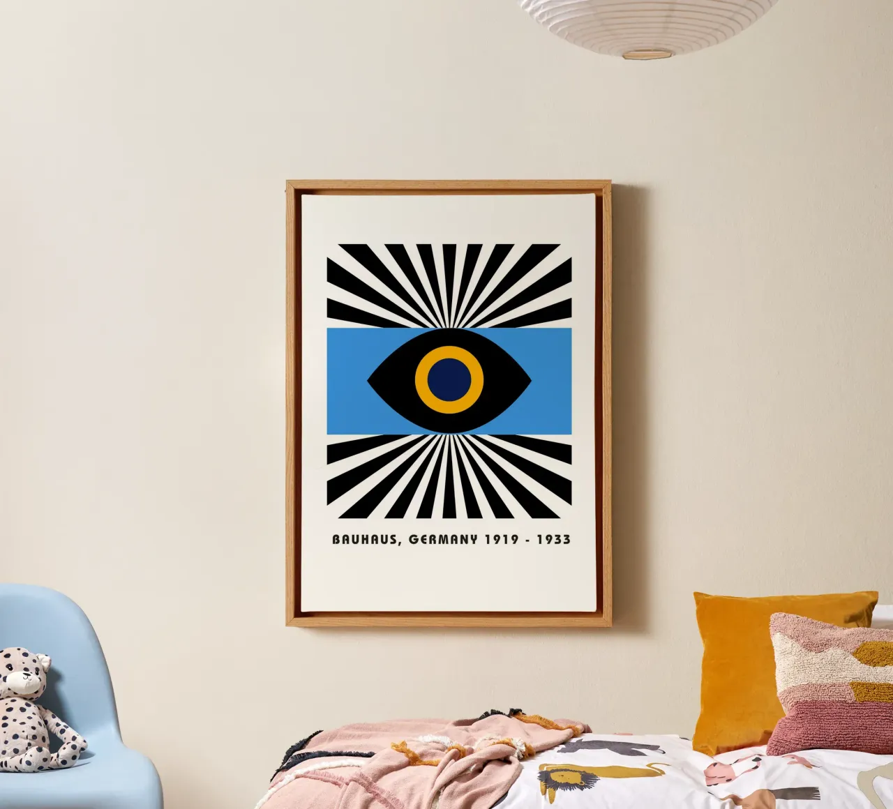 Bauhaus Gestileerd Oog Geometrisch Abstract 1919-1933 canvas met Baklijst van NorwesClub