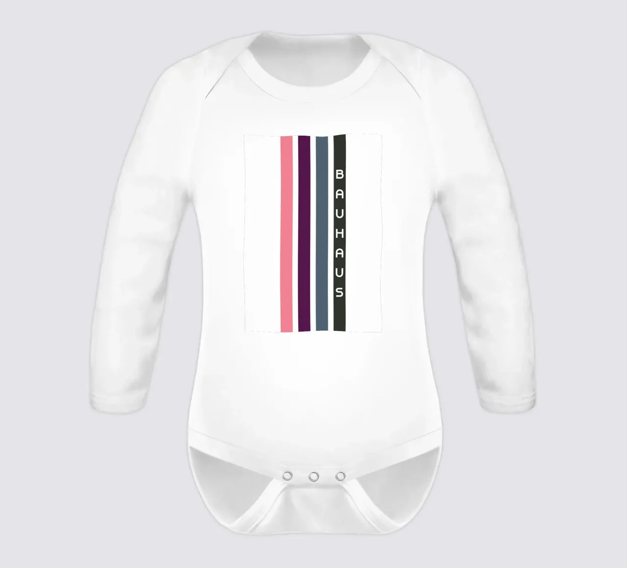 Bauhaus Geometric Abstract Color Stripes Print long-sleeve baby romper by NorwesClub