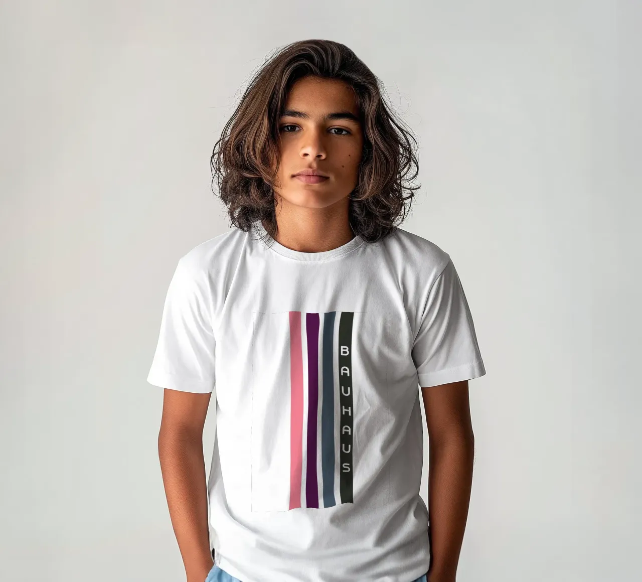 Bauhaus Geometric Abstract Color Stripes Print kids t-shirt by NorwesClub