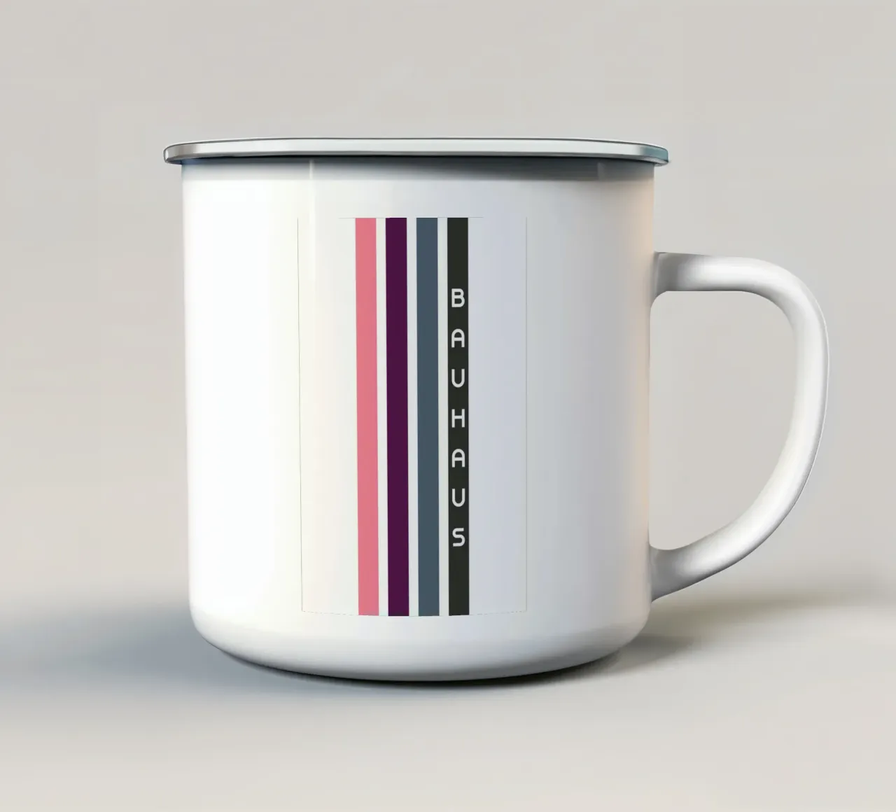 Bauhaus Stampa geometrica astratta a strisce di colore tazza in smalto da NorwesClub