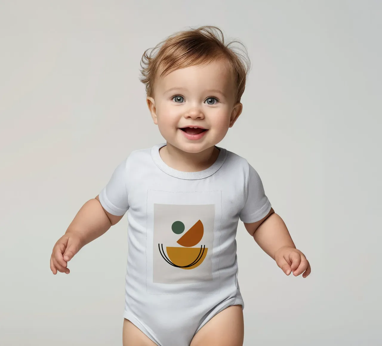 Geometric Abstract Shapes Circle Color Print short-sleeve baby romper by NorwesClub