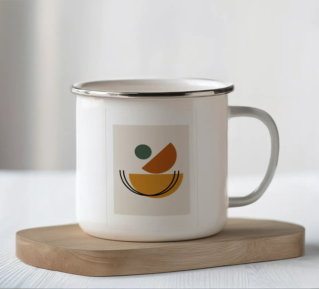 Geometric Abstract Shapes Circle Color Print enamel mug by NorwesClub