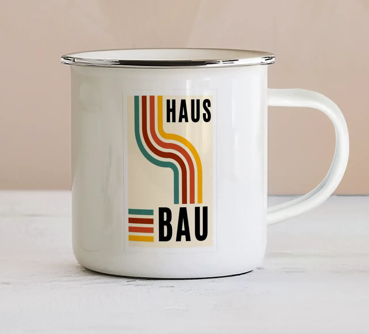 Bauhaus Geometrico Linee astratte Stampa a colori tazza in smalto da NorwesClub