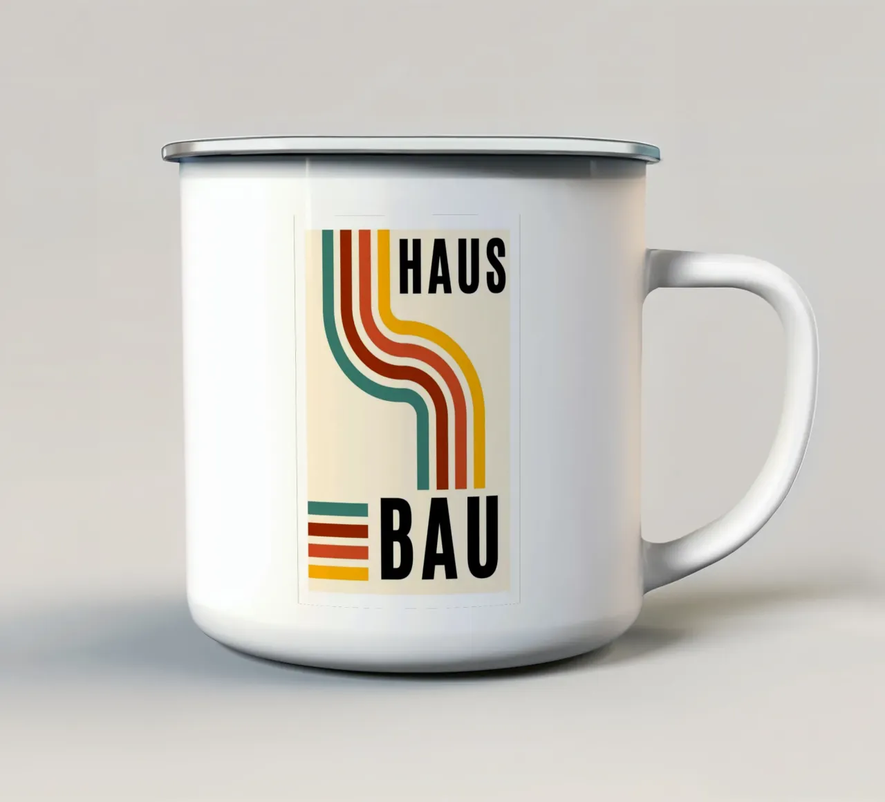 Bauhaus Geometrico Linee astratte Stampa a colori tazza in smalto da NorwesClub