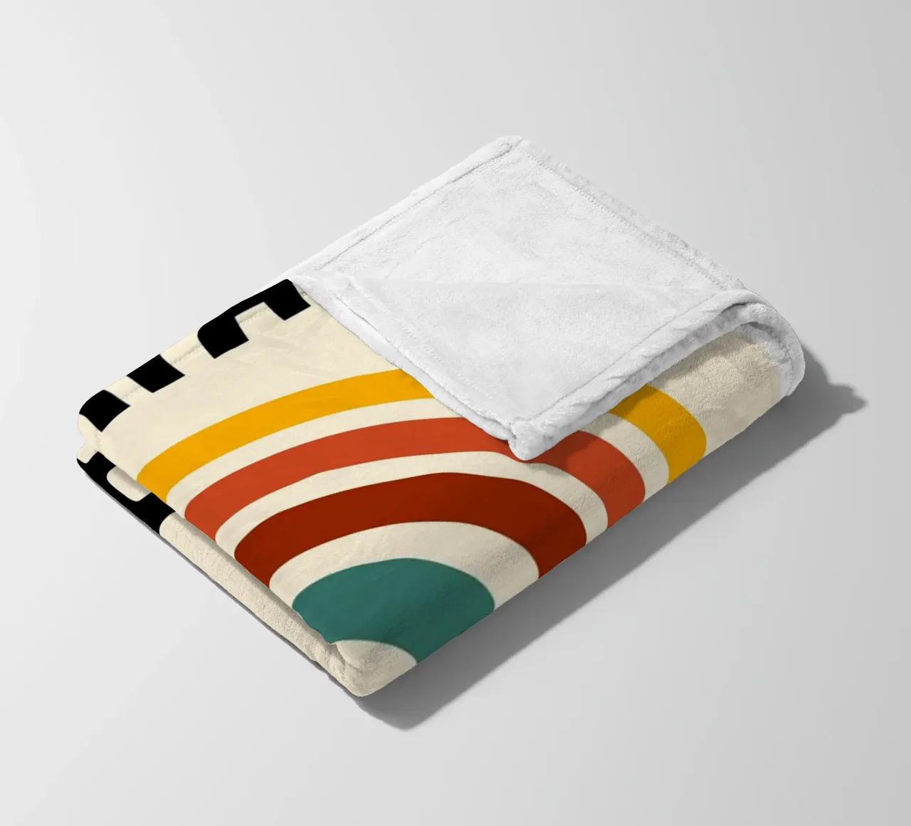 Bauhaus Geometric Abstract Lines Color Print fleece blanket by NorwesClub