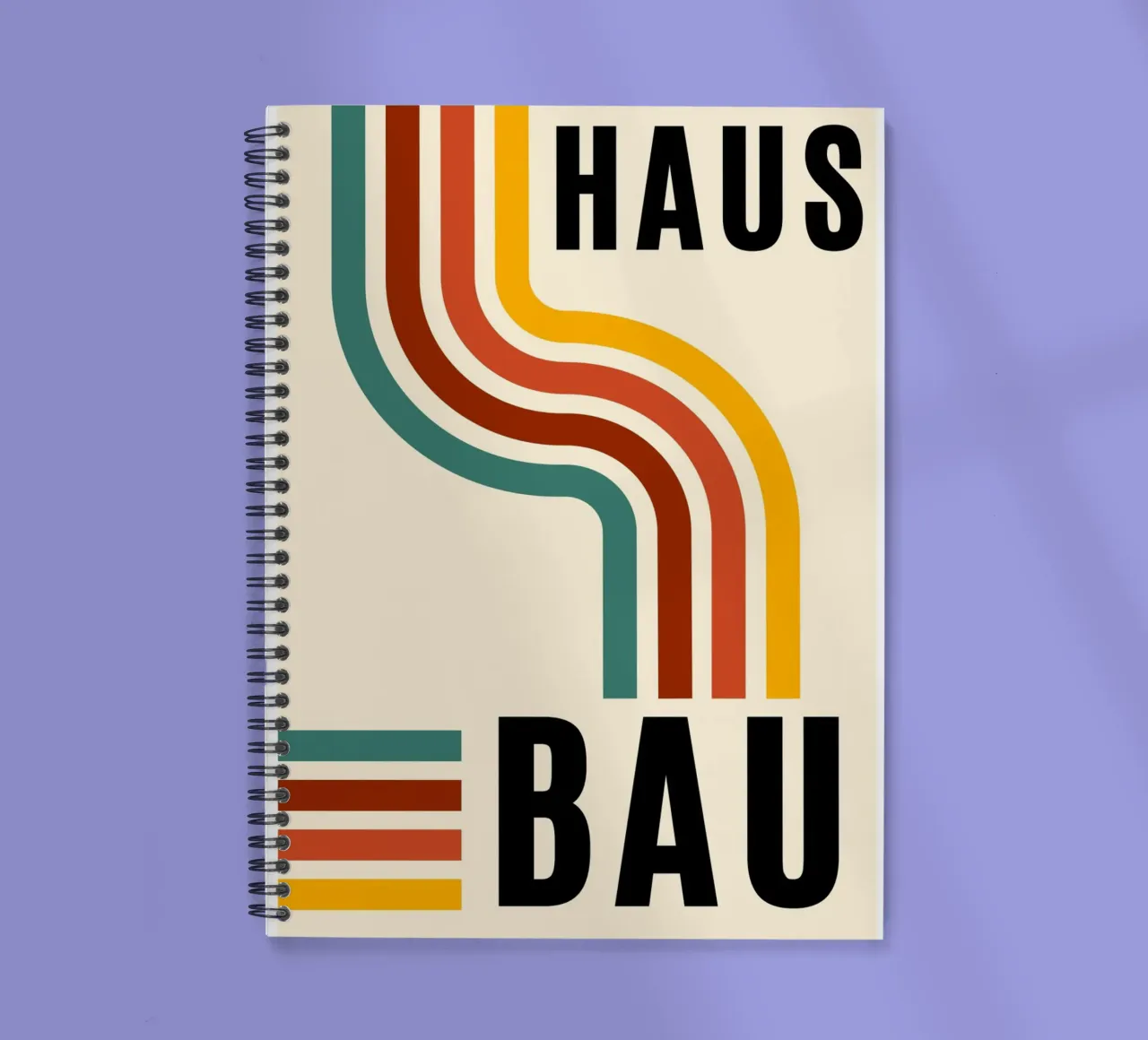 Bauhaus Geometric Abstract Lines Color Print spiral notebook by NorwesClub