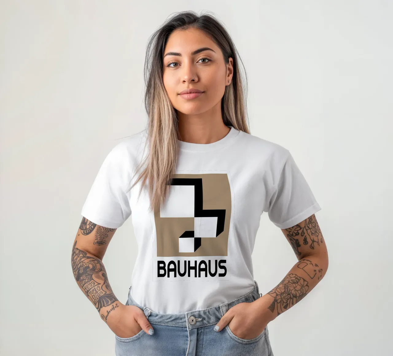 Bauhaus Geometrisch Abstract Zwart Wit Vormen Print t-shirt van NorwesClub