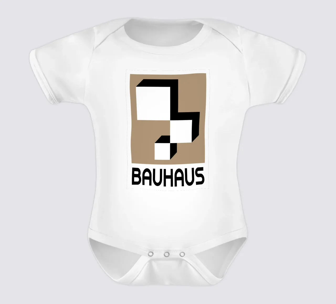 Bauhaus Geometrisch Abstract Zwart Wit Vormen Print babyrompertje korte mouwen van NorwesClub