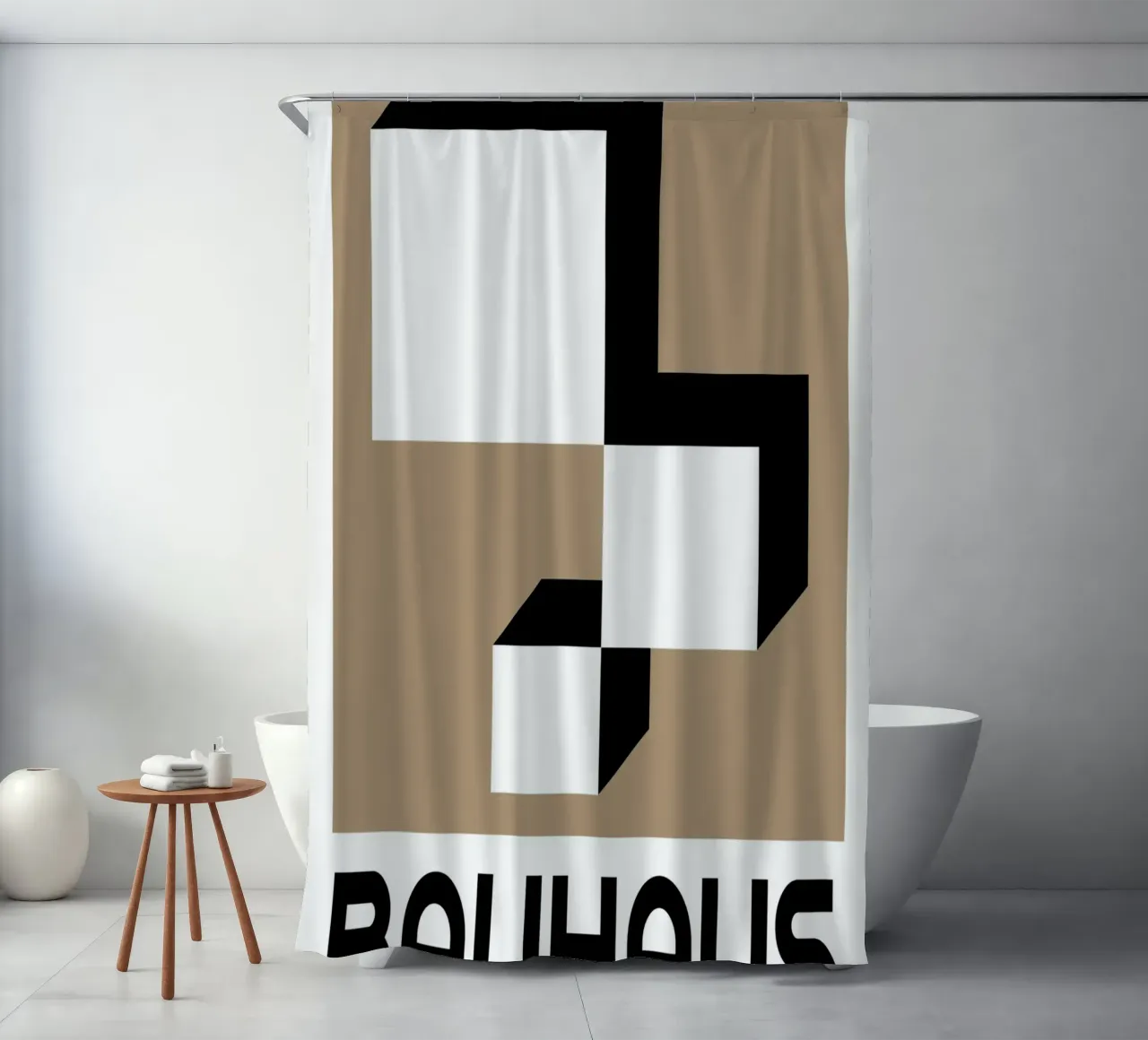 Bauhaus Geometrisch Abstract Zwart Wit Vormen Print douchegordijn van NorwesClub