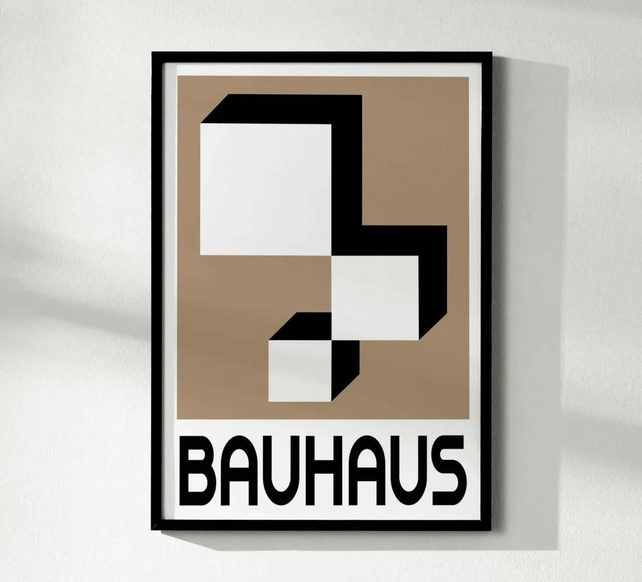 Bauhaus Geometrisch Abstract Zwart Wit Vormen Print poster met aluminium frame van NorwesClub