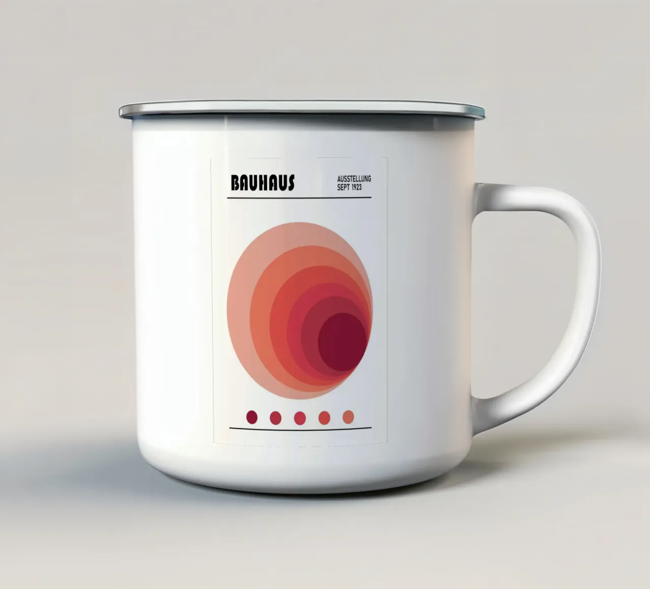 Bauhaus Geometric Circles Rings Abstract 1919 enamel mug by NorwesClub