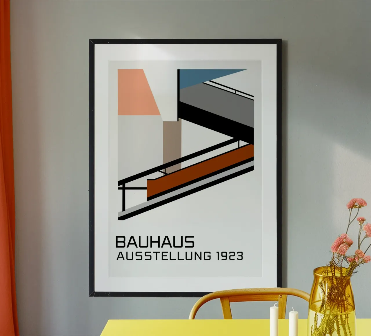 Bauhaus Ausstellung 1923 Geometric Architecture Poster mit Aluminium Rahmen von NorwesClub