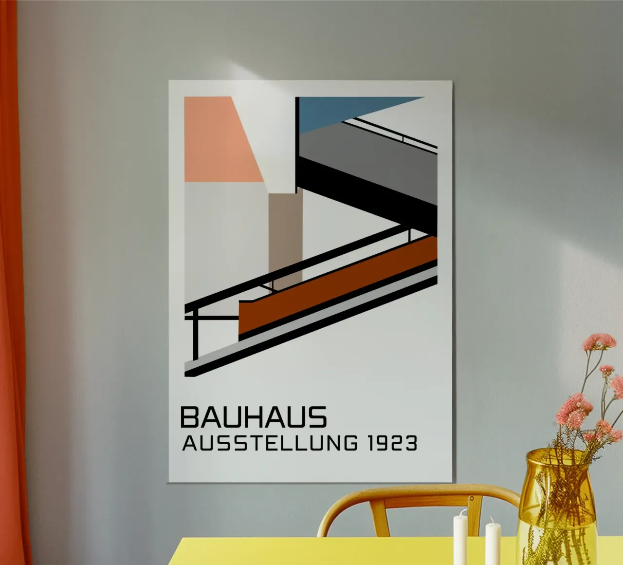 Bauhaus Ausstellung 1923 Geometric Architecture Poster mit Aluminium Rahmen von NorwesClub