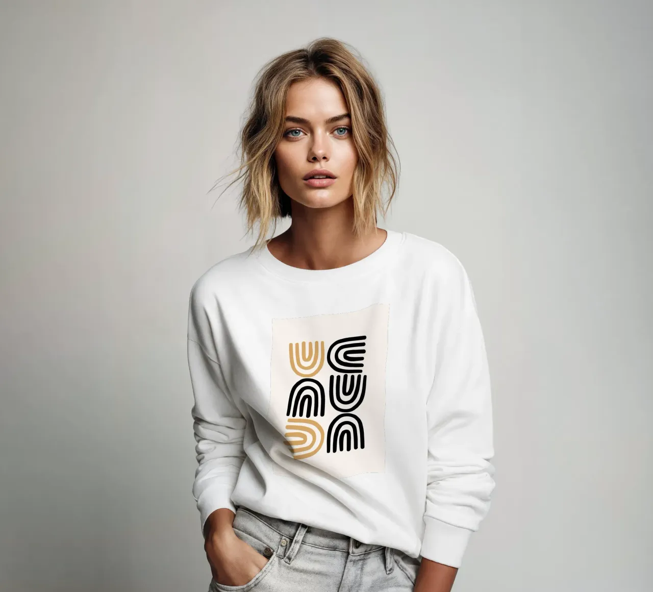 Geometric Abstract U-Shapes Color Pattern Print sweatshirt by NorwesClub