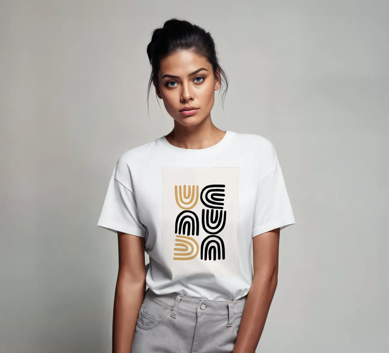 Geometric Abstract U-Shapes Color Pattern Print t-shirt by NorwesClub