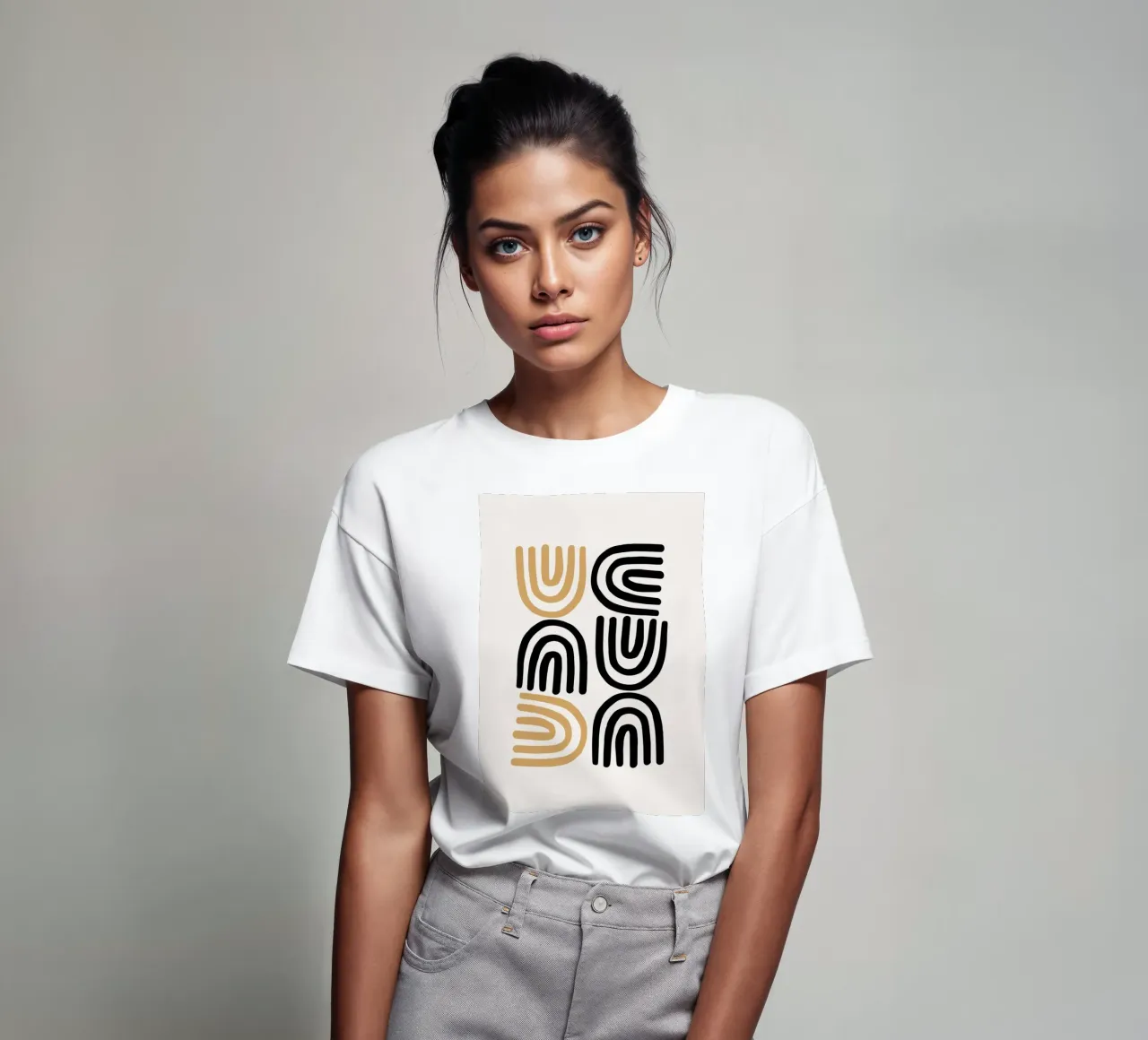 Geometric Abstract U-Shapes Color Pattern Print t-shirt by NorwesClub