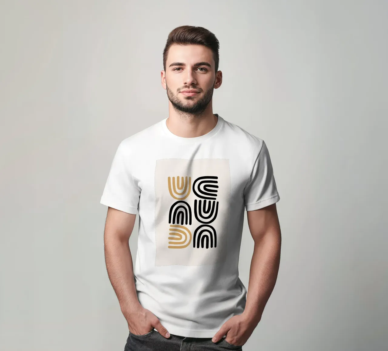 Geometric Abstract U-Shapes Color Pattern Print t-shirt by NorwesClub