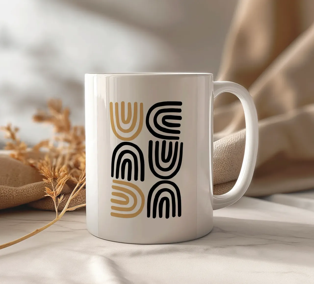 Geometric Abstract U-Shapes Color Pattern Print ceramic mug by NorwesClub