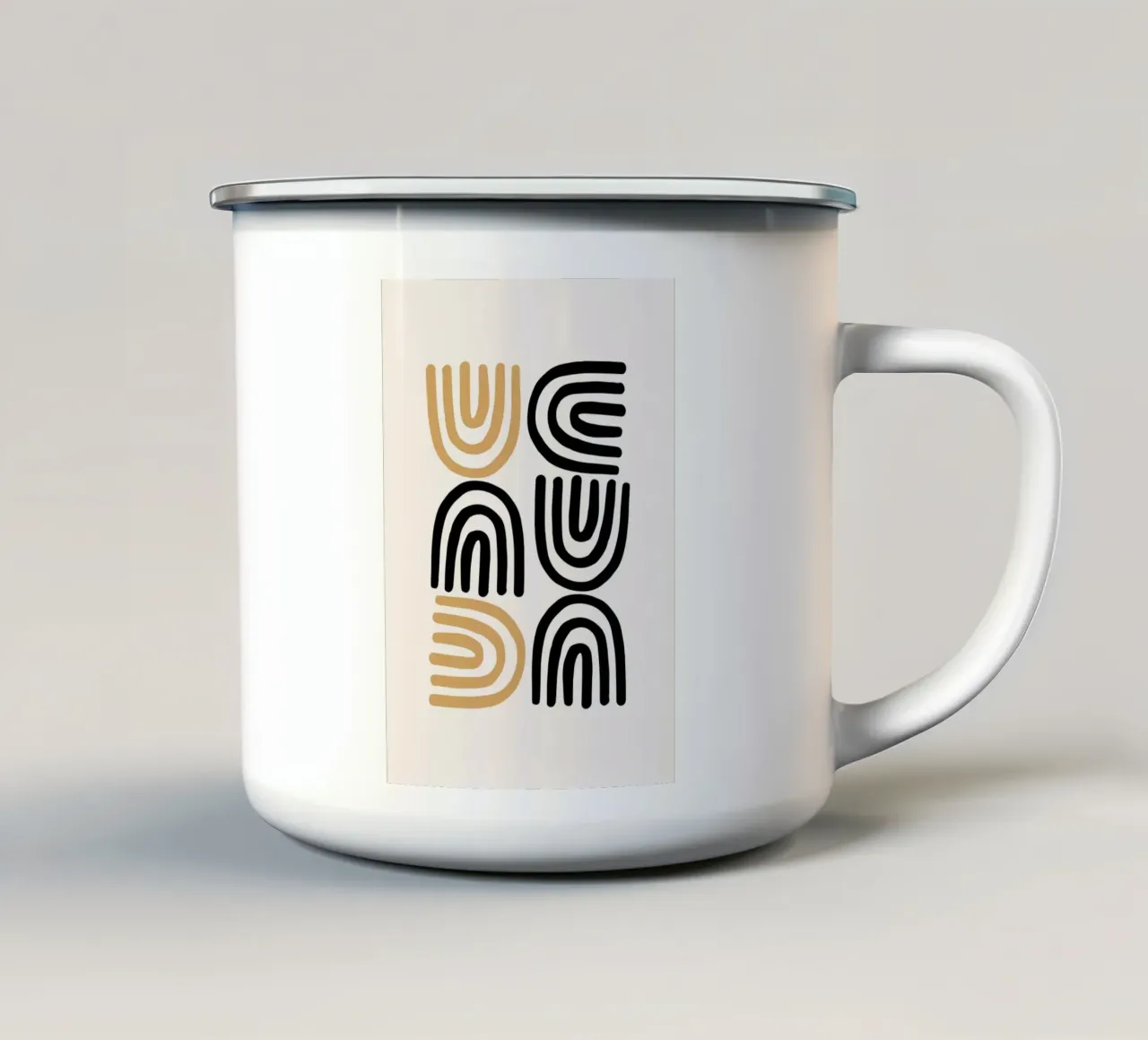 Geometric Abstract U-Shapes Color Pattern Print enamel mug by NorwesClub