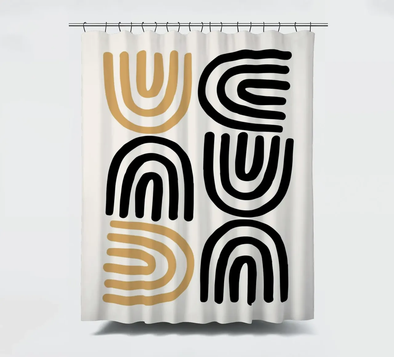 Geometric Abstract U-Shapes Color Pattern Print shower curtain by NorwesClub