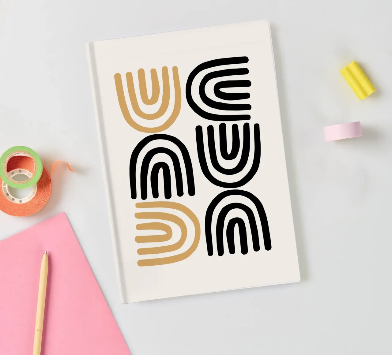 Geometric Abstract U-Shapes Color Pattern Print notebook by NorwesClub